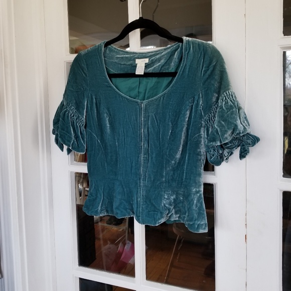 Anthropologie Tops - Anthropologie - Blue Velvet Blouse